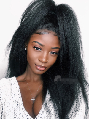 Pre-Plucked 360 Lace Wigs Kinky Straight Indian Remy Hair [LFW30]